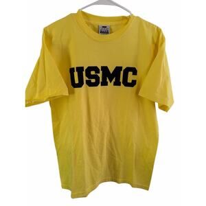 USMC yellow T Shirt Size Large Marines Military Pro Club